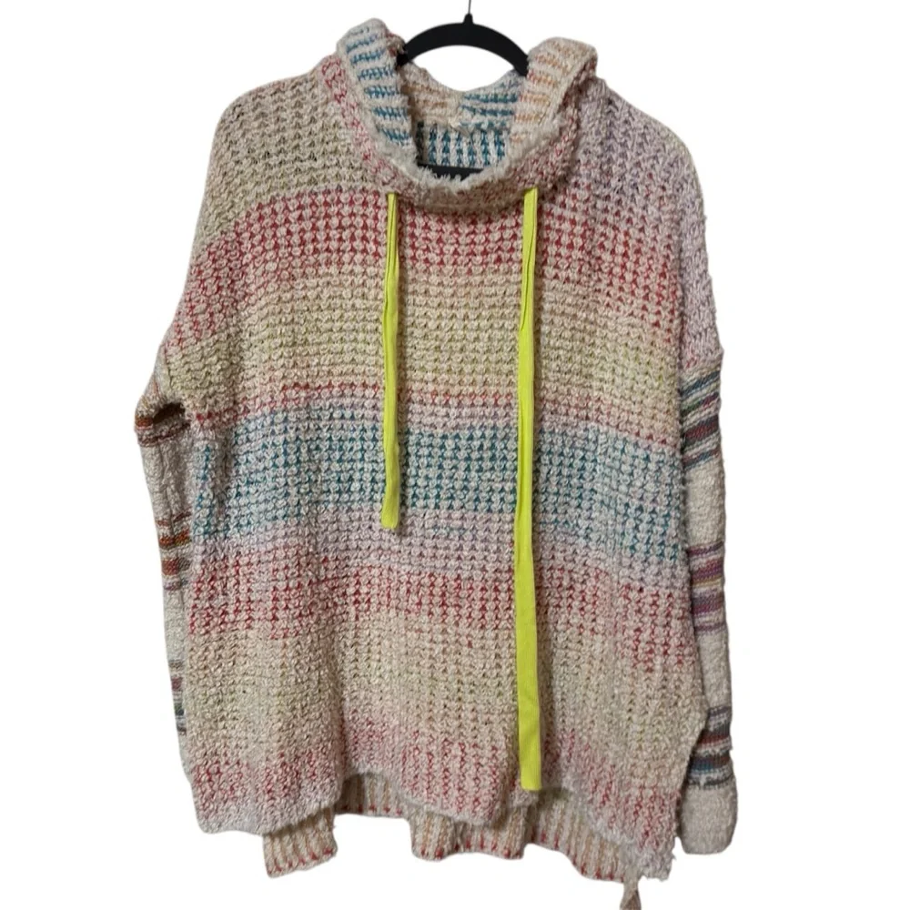 Free‎ People Sit Next to Me Multicolor Knit Hoodie Sz XS